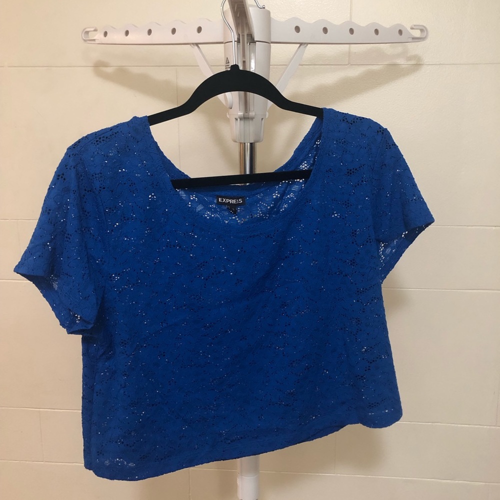 Royal blue lace crop top